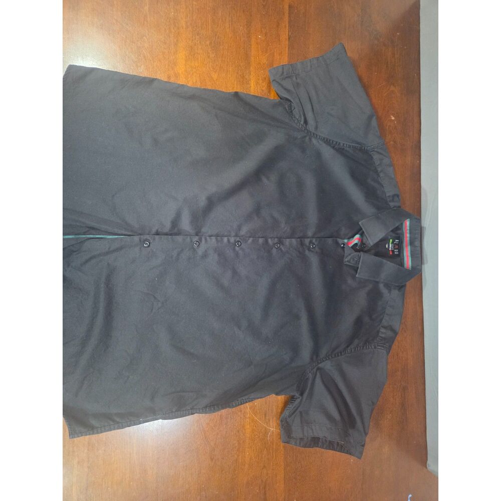 Azaro Uomo Italian Collection Mens Black Short Sleeve Button Shirt 2XL